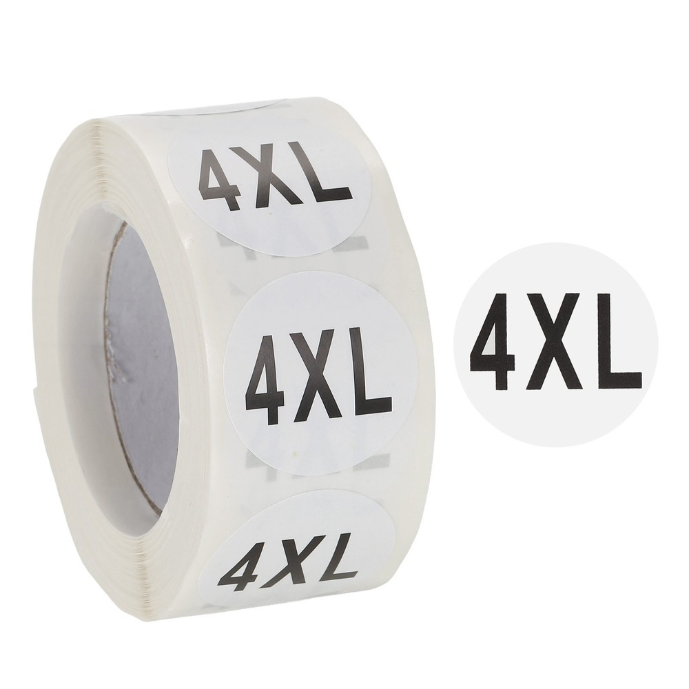 1 Roll Clothing 4XL Size Stickers 1″ Round Coded Self-Adhesive Labels Black