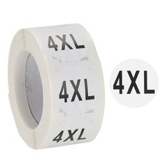 1 Roll Clothing 4XL Size Stickers 1″ Round Coded Self-Adhesive Labels Black