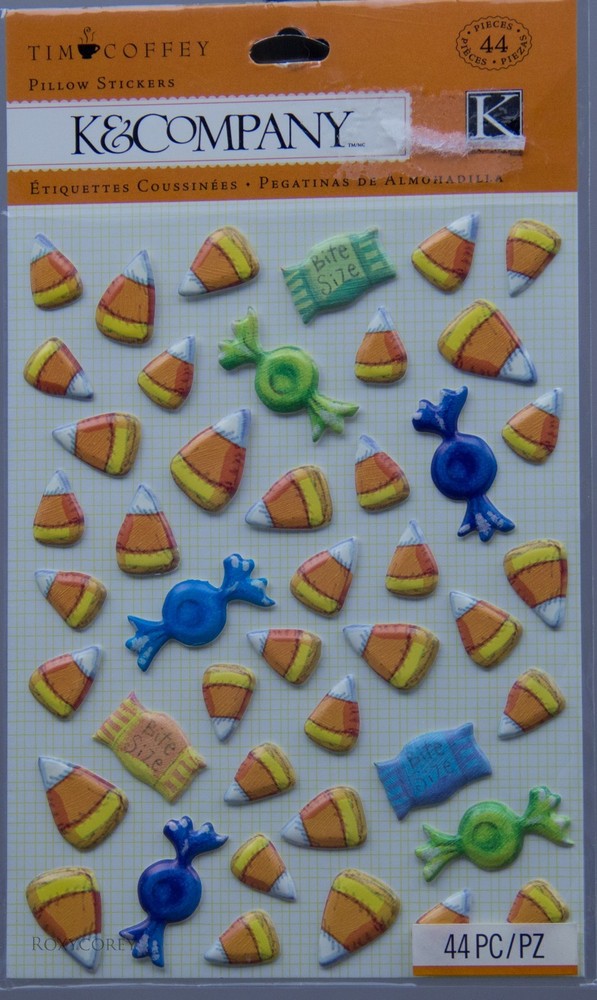 K&Company 44 pcs Halloween Candy Corn Pillow Scrapbook Stickers