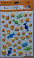 K&Company 44 pcs Halloween Candy Corn Pillow Scrapbook Stickers