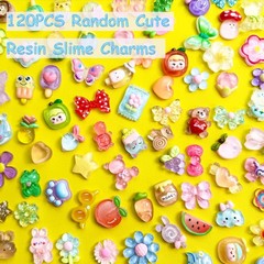 120PCS Mixed Colors Slime Charms Cute 0.6 inch to 1 inch,