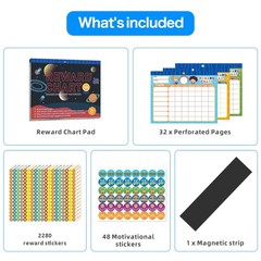 32 Chore Charts Behavior Reward Chart System, Sticker Chore Chart Pad with 23…