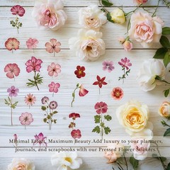 Pressed Flower Stickers(500 Pieces, 36 Sheets), Dried Flower Stickers Scrapbook