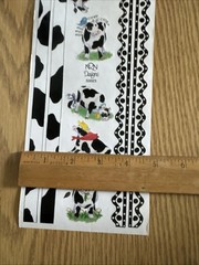 NRN Designs Cow Border Scrapbook Sticker ROLL, Cow Stickers Moo Farm