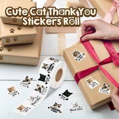 600Pcs Cat Thank You Stickers Roll Cute Kitty Labels For Small Business Packagin