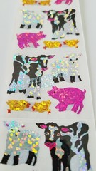 HAMBLY STUDIOS PRISMATIC STICKERS BABY FARM ANIMALS LAMB PIGLET CHICK CALF RARE