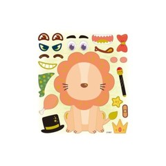 Stickers Sticker King Make a Lion Kit Add Eyes Mouth Hat Bow Tie Crown Eyebrows