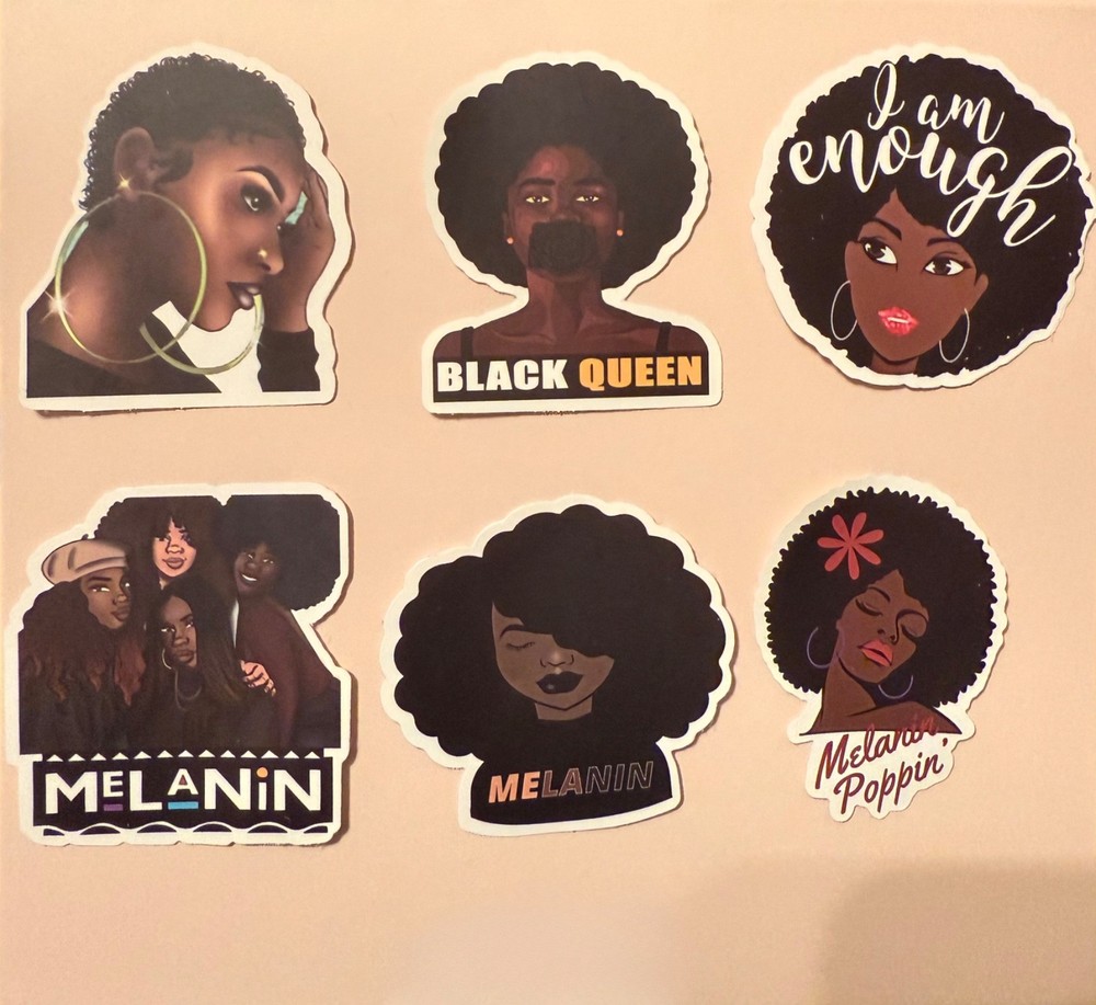 Stylish 6 Black Girl Stickers – Perfect for DIY Creativity & Gifts