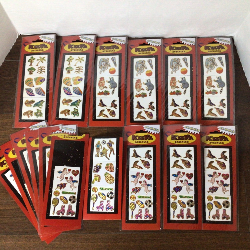 Lot of 10 Vintage KeeVa Gold Embossed Scrapbooking Stickers Shimmer Sealed Pack