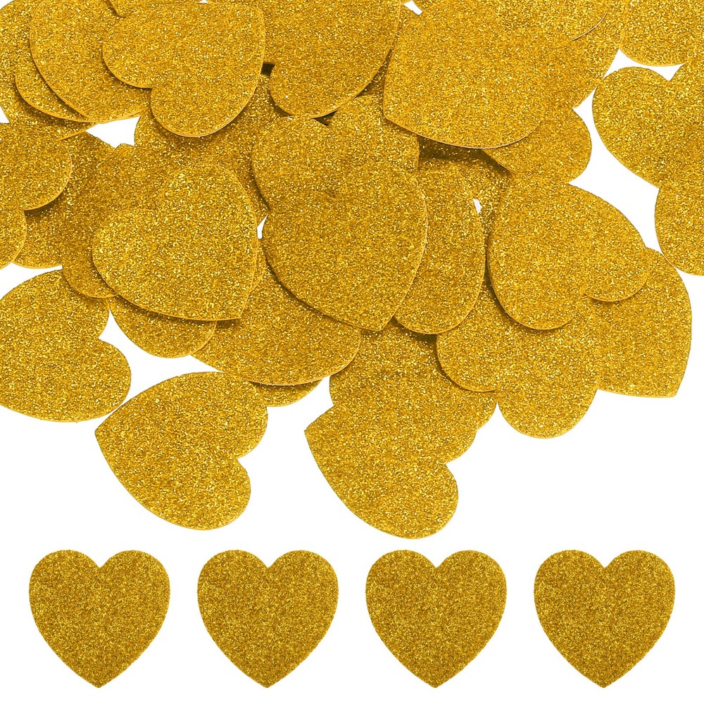 1.8″x1.8″ Heart Foam Stickers, 100Pcs EVA Glitters Foam Shape Sticker, Golden