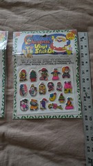 Vintage Puffy Vinyl Christmas Stickers 1980s Set Of Two Unopened