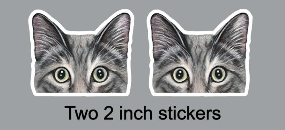 Gray Tabby Cat Stickers, Waterproof Vinyl, Gray Cat Gift