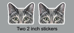 Gray Tabby Cat Stickers, Waterproof Vinyl, Gray Cat Gift