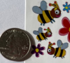 YELLOW/BLACK BUMBLEBEE Prismatic Stickers(10pc)Flying•Bug•Insect•Flowers •Garden