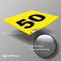 Yellow Consecutive Number Stickers – 1 to 50, 4-inch, 1 set – Vinyl Self Adhe…