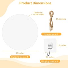 4 Pack Aluminum Sublimation Hanging Disc Signs, 10 Inch Unfinished Blank Deco…
