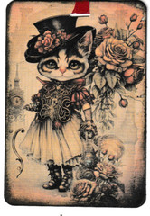 Collage Art Junk Journaling Cards/Tags; Steampunk Animals; 6 pcs 4″ x 6″