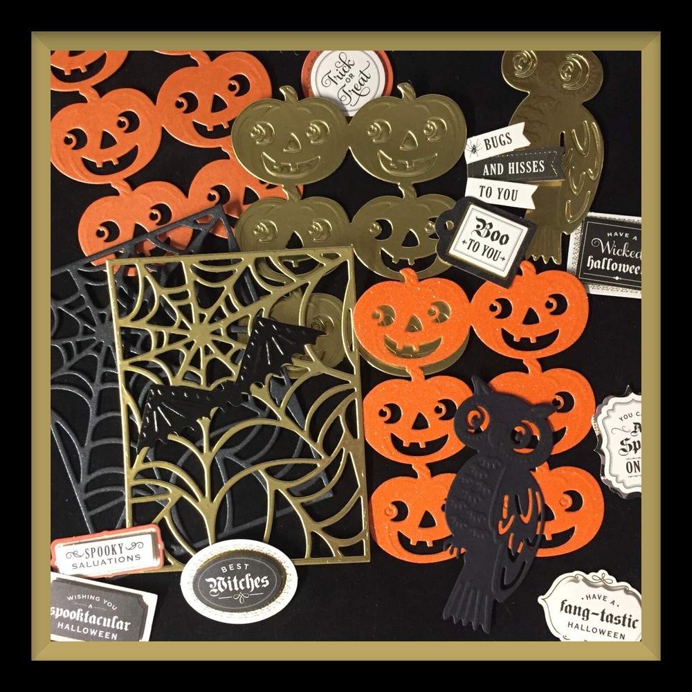 Anna Griffin Spiders & Specters Sampler Webs & Jack O’Lanterns, Bat, Owl #2