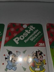 Lot Of 3 Vintage Mickey Mouse Stickers Disney Christmas 3M Post-It Stickers NOS