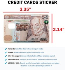 Guatemala Credit Card Skin Cover Vinyl Stickers (4 Pack) 100 Quetzales Sticker