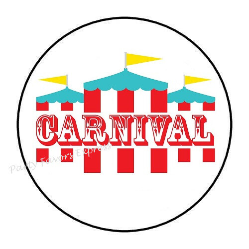 30 CARNIVAL ENVELOPE SEALS LABELS STICKERS PARTY FAVORS 1.5″ ROUND