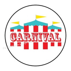 30 CARNIVAL ENVELOPE SEALS LABELS STICKERS PARTY FAVORS 1.5″ ROUND
