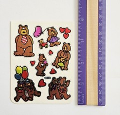 Vtg BJ Decal Bears Stickers Prism 318 Vending Specialties balloons hearts mylar