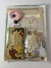 Junk Journal Kit (32+ Pieces of Large Background Sheets, Laces, Postcards, More)