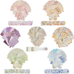 560 Sheets Floral Scrapbook Paper with Stickers Assorted Set, 7 Colors Scrapbook