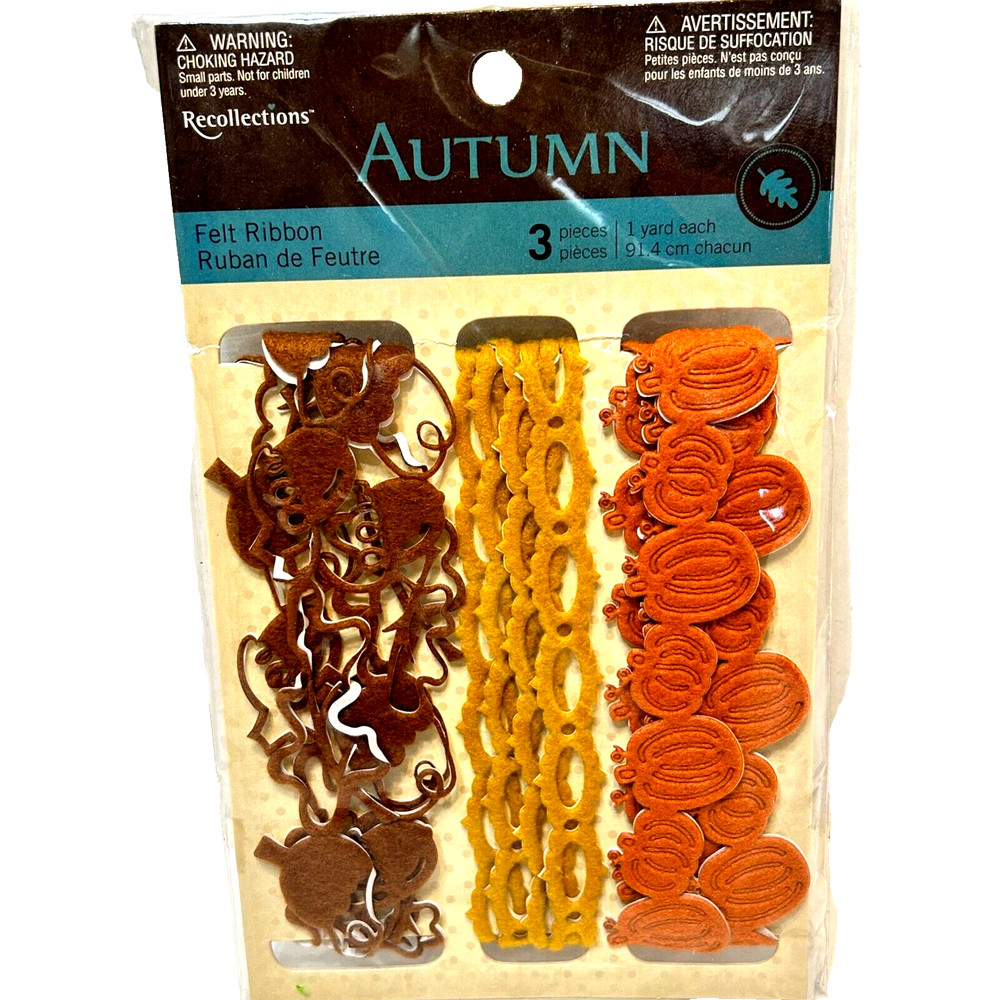 Recollections Autum Felt Ribbon Scrapbooking Pumpkins Orange Gold Brown New