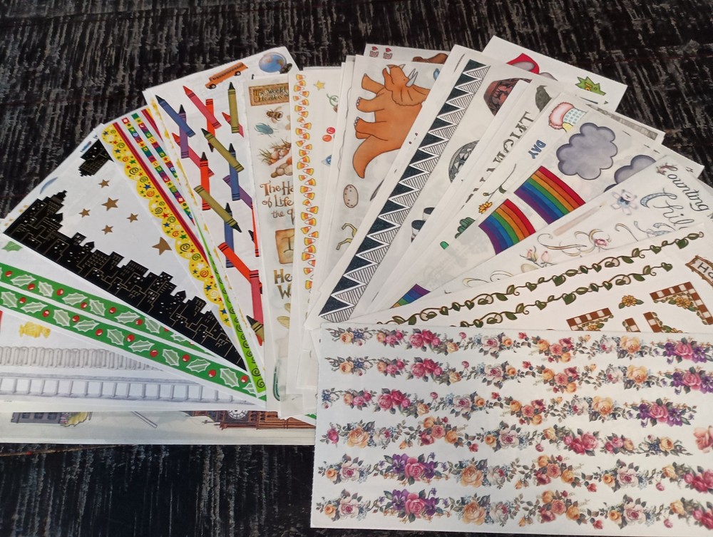 Huge Lot of 40 over-sized scrapbooking sticker sheets many brands & themes