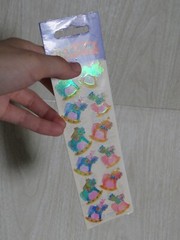VTG 1990s Sandy Lion Mother of Pearl Bear on Rocking Horse 1 Sheet 12 Stickers