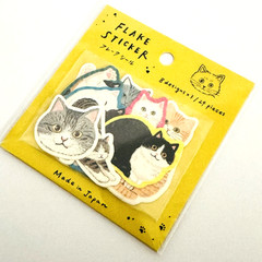 Japanese Cat Sticker Flakes Set 24pcs Kawaii Cute Japan Stationery