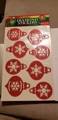 Big Christmas ornament red or green glitter stickers