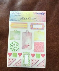 LARGE 4 X 6″ NRN STICKERS: VELLUM BABY GIRL TAGS HEARTS *
