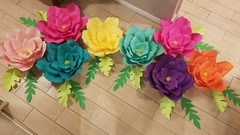 7 Handmade TROPICAL style ONLY paper flowers by ELLE..ALL LARGE FLOWERS SPECIAL
