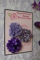 Purple Violet & Black Mix 50mm Across 3 Flower Mix Organza HANDMADE NJC T2 Ab