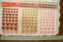 VALENTINE Flat HEART Glitter Stickers RED PINK & GOLD Pack L6