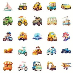 50pc Construction Trucks & Vehicles Sticker Decals For Boys, Laptop, Scrapbook
