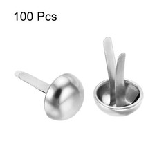 100pcs 12x20mm Mini Brads Round Paper Fasteners for Art Crafting, Silver Tone