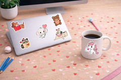 Valentine’s Day Cute Animals Sticker Set – 12 Piece