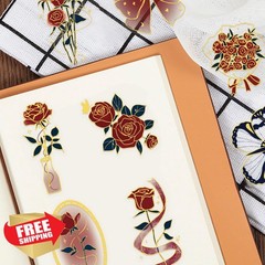 TKDKSFD 50pc Vintage Rose Gold Foil Stickers