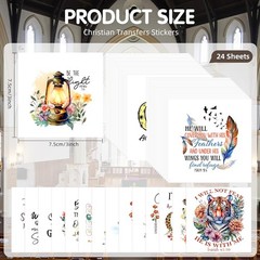 24 Sheets Vintage Christian Rub On Transfers for Crafts, Bible Verse Stickers fo