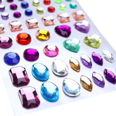 Self-adhesive Sticker Acrylic Rhinestone Jewels Gems Sticker Sheets Mixed Shapes