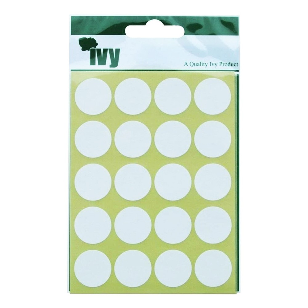 Ivy Sticky White 24mm Label Dots Round Circles Self Adhesive Stickers 168 Labels