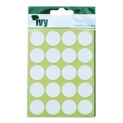 Ivy Sticky White 24mm Label Dots Round Circles Self Adhesive Stickers 168 Labels