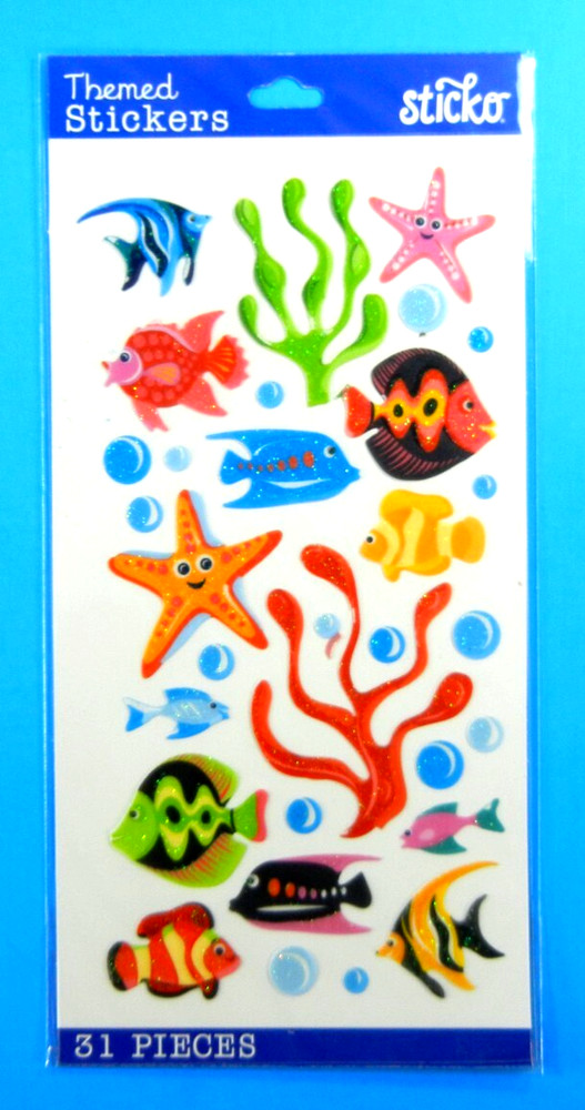 Sticko Vellum Tropical Fish Sealife Sticker Pack