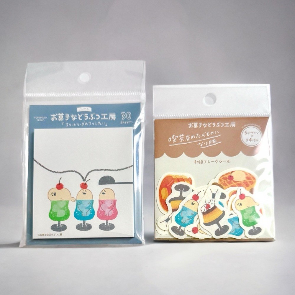 Furukawashiko Set – Sticker Flakes & Sticky Notes Baby Seal Cream Soda Pancakes