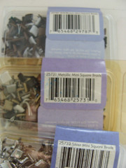 NEW 2005 SEALED Lot of 3 Joann’s Mini Square Brads Brown/Silver/Metallic 100/pkg