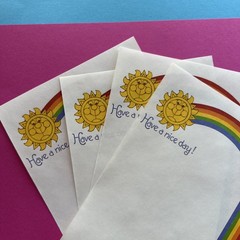 Vintage 80s 90s Sangamon Rainbow Sun Have A Nice Day Stationary Note Paper